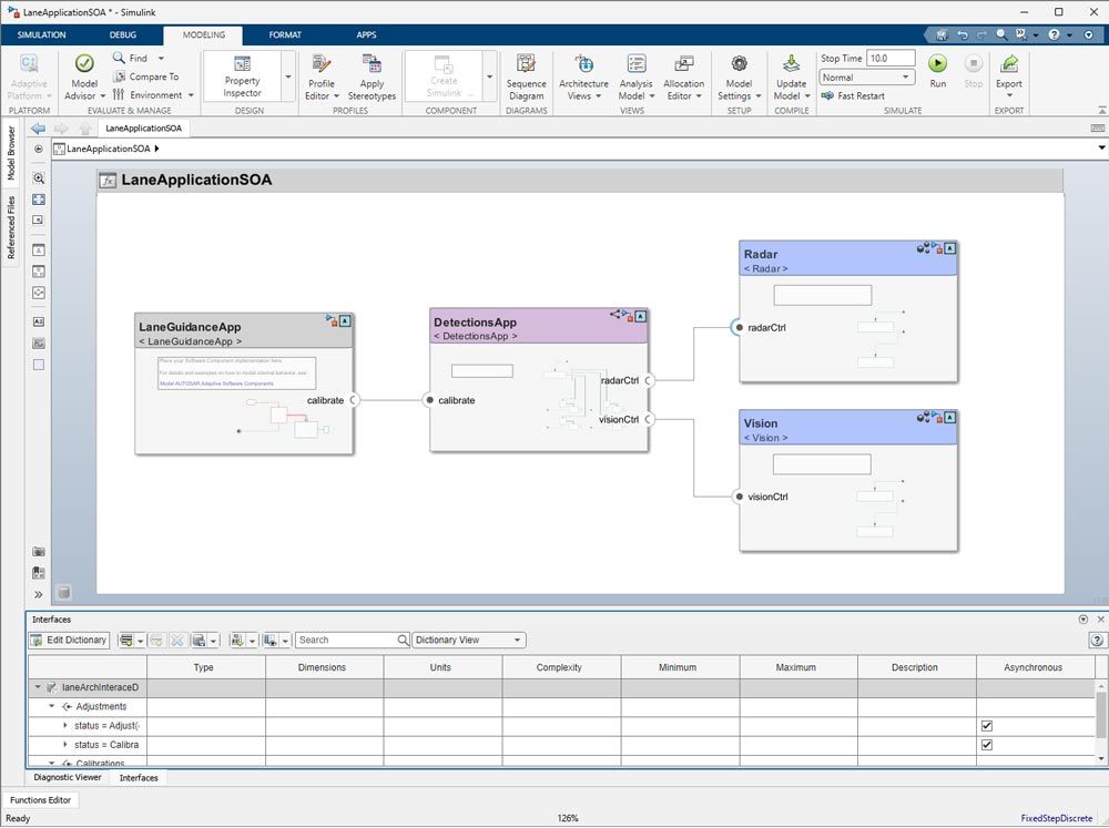 Screenshot of AUTOSAR Architecture Model Studio and Intuitive Editor for both AUTOSAR Classic and Adaptive applications.