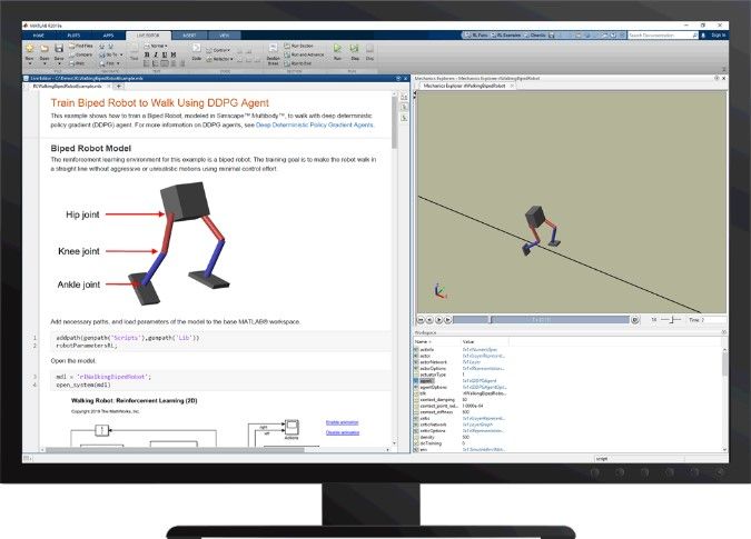 Using MATLAB and Reinforcement Learning Toolbox to teach a biped robot how to walk.