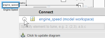 The table of tunable parameters that appears when you select the Engine Speed block