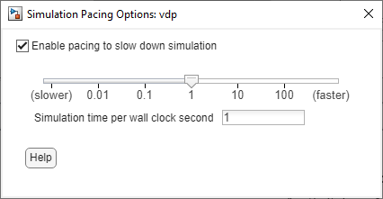 The Simulation Pacing Options dialog box